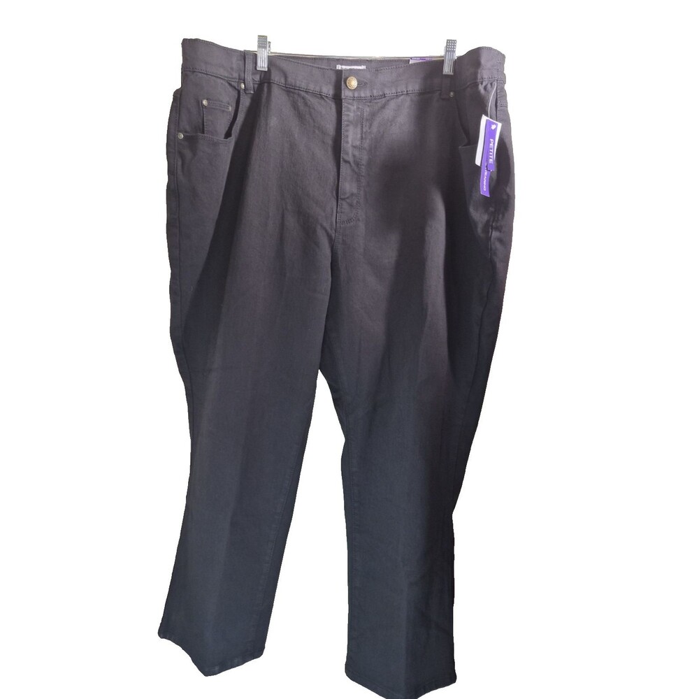 Catherines Right Fit Curvy Fit Pants Plus Petite 26WP Black Elastic Waist NWT